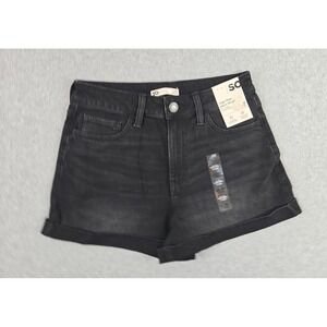 So Jean Shorts Womens Size 7 Junior Denim High Rise Mom Short Jeans Black NWT